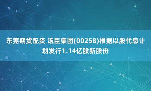 东莞期货配资 汤臣集团(00258)根据以股代息计划发行1.14亿股新股份