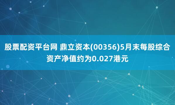 股票配资平台网 鼎立资本(00356)5月末每股综合资产净值约为0.027港元